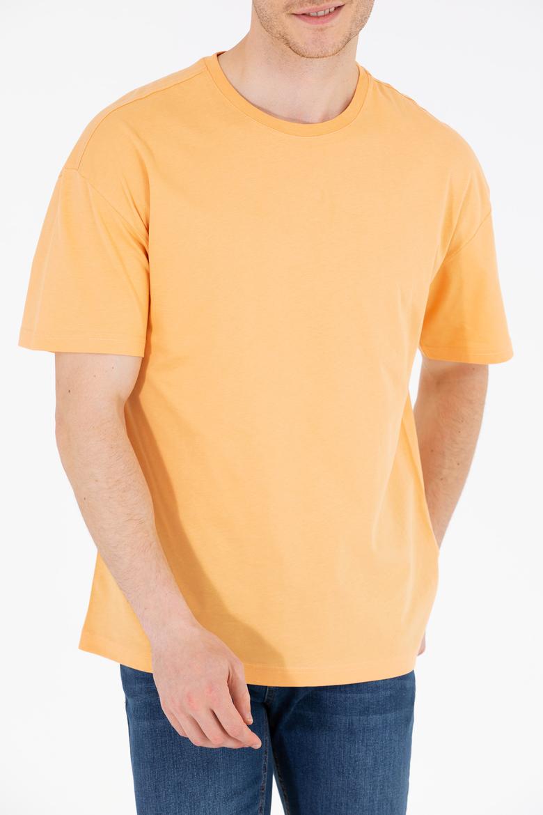 Erkek Kavun Oversize Bisiklet Yaka Tişört - 50264917128