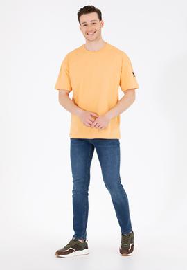 Erkek Kavun Oversize Bisiklet Yaka Tişört - 50264917128