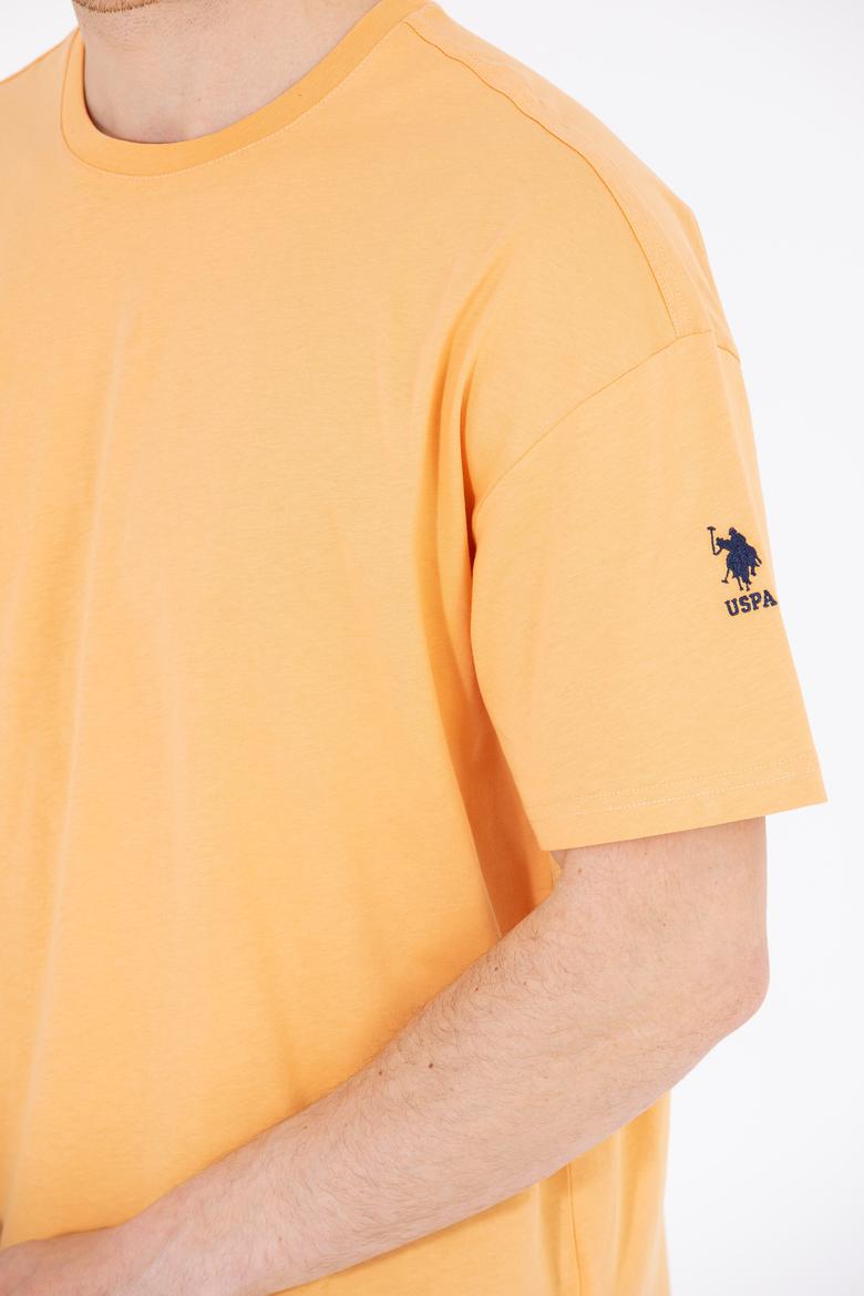 Erkek Kavun Oversize Bisiklet Yaka Tişört - 50264917128