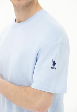 Erkek Açık Mavi Oversize Bisiklet Yaka Tişört - 50264917138