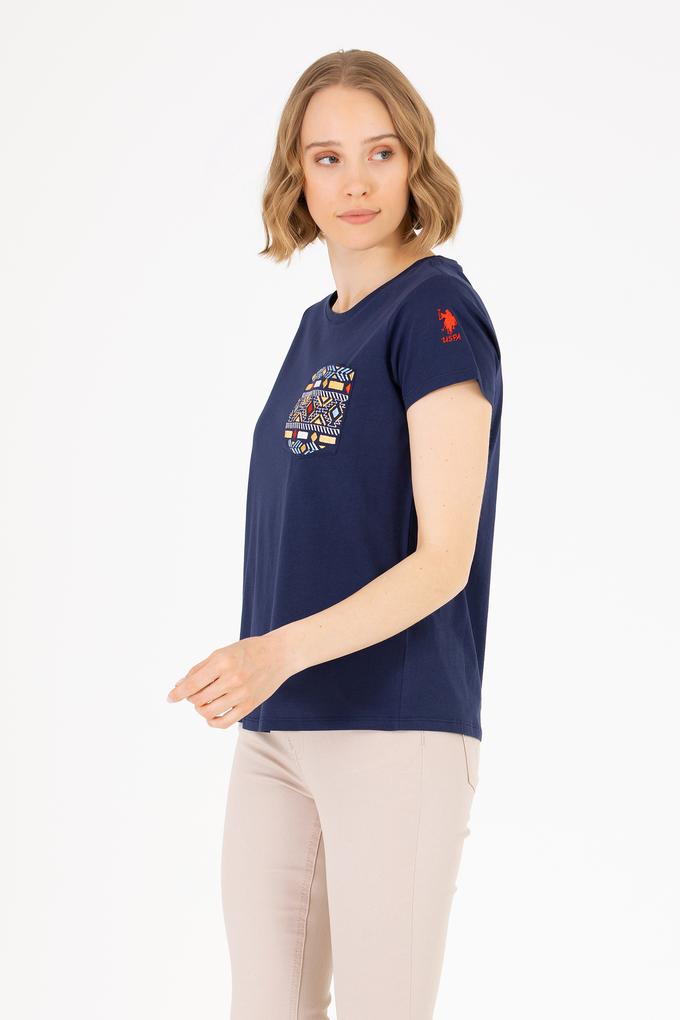 Kadın Lacivert Bisiklet Yaka Tişört