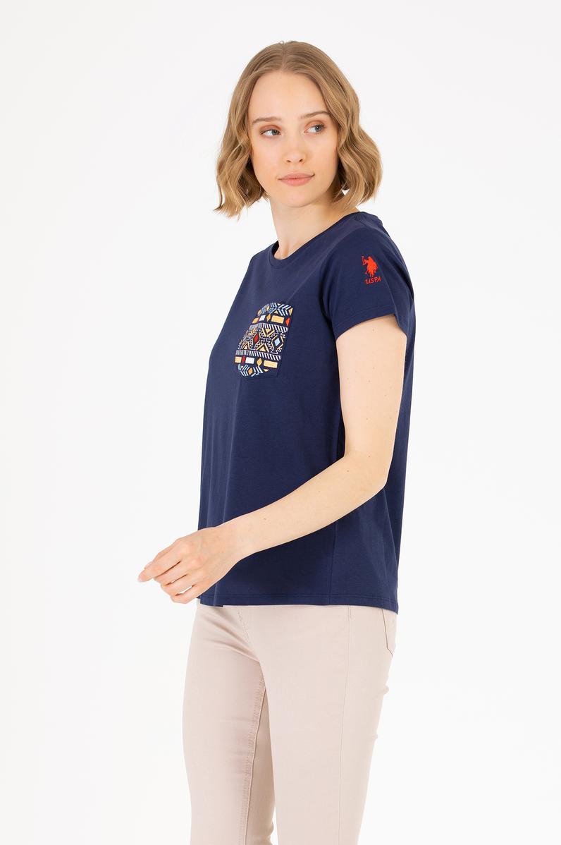 Kadın Lacivert Bisiklet Yaka Tişört