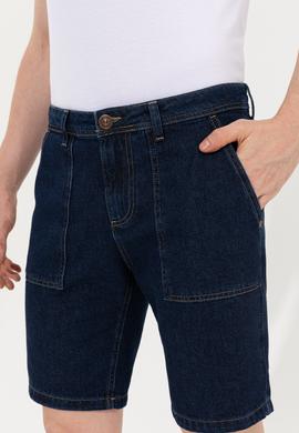 Erkek Koyu Mavi Jean Şort - 50254439001