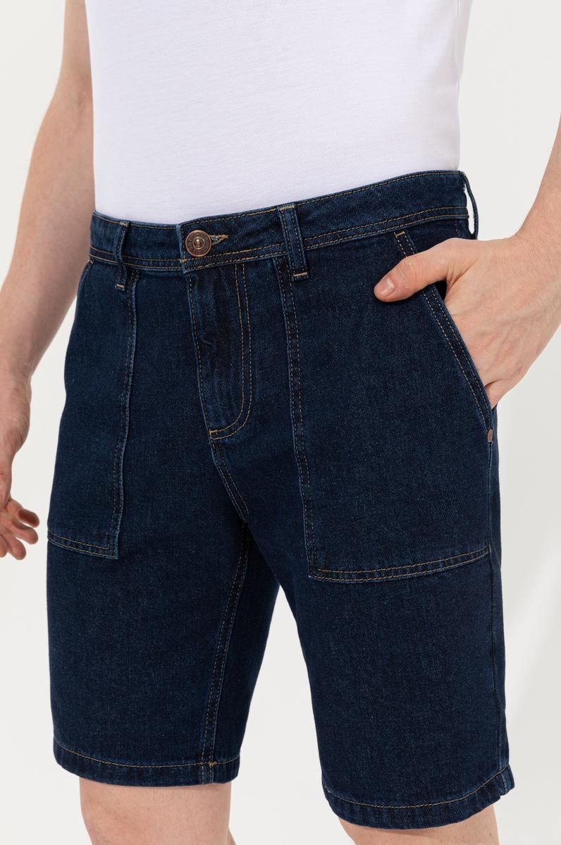 Erkek Koyu Mavi Jean Şort