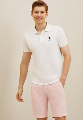 Erkek Beyaz Basic Polo Yaka Tişört - 50263238058