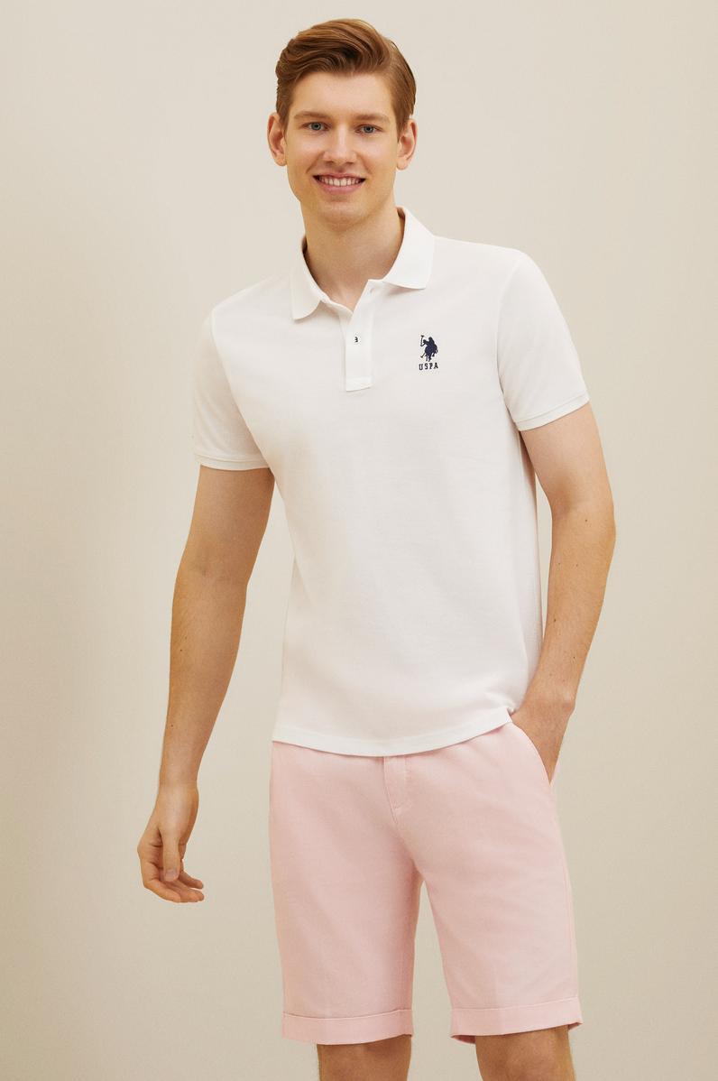 Erkek Beyaz Basic Polo Yaka Tişört