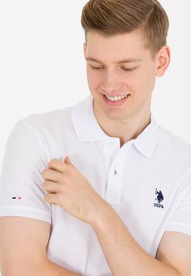 Erkek Beyaz Basic Polo Yaka Tişört - 50263238058