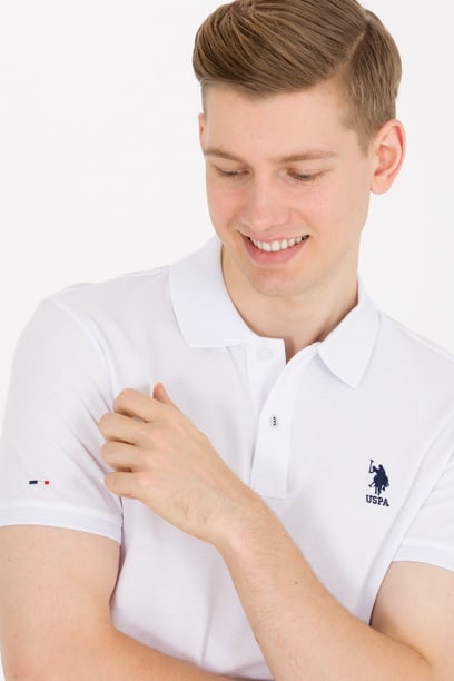 Erkek Beyaz Basic Polo Yaka Tişört