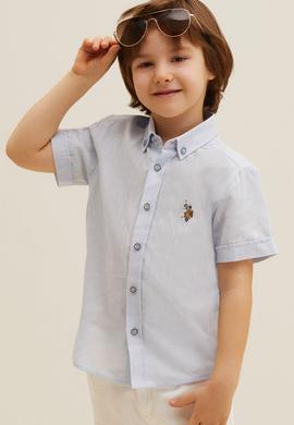 Erkek Çocuk Basic Açık Mavi Kısa Kollu Gömlek - 50262967020