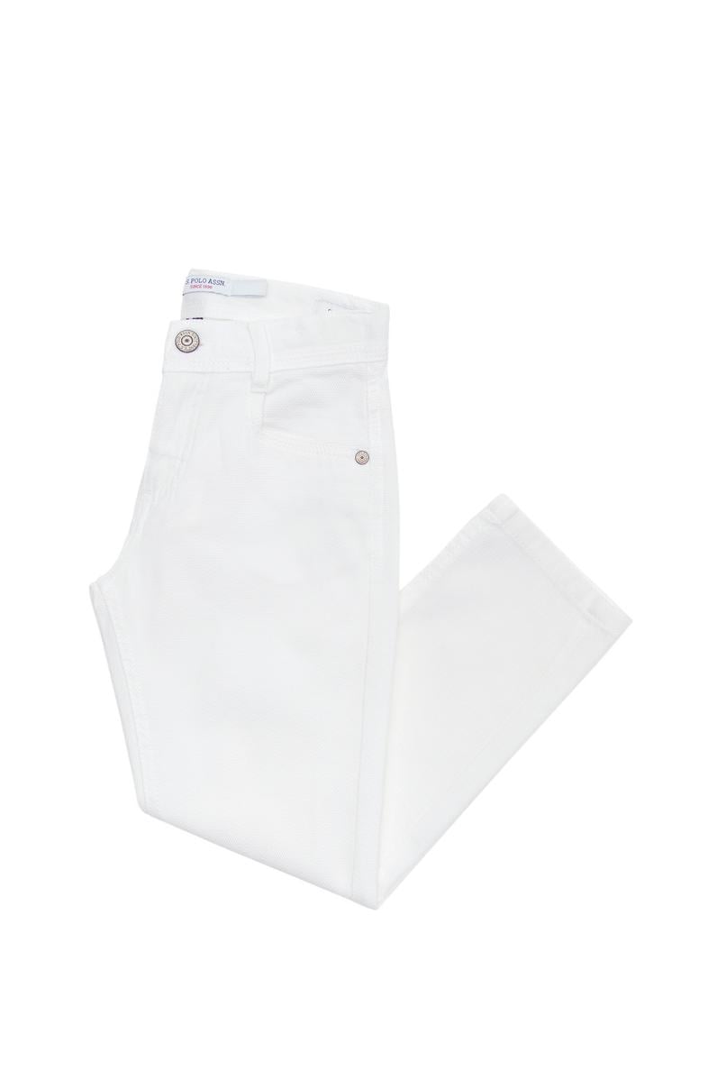 Erkek Çocuk Beyaz Kanvas Pantolon