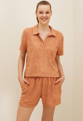 Kadın Pudra Örme Şort