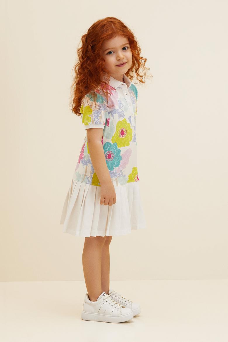 Kız Çocuk Beyaz Örme Elbise