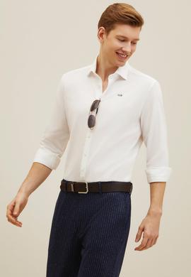 Erkek Beyaz Uzun Kollu Basic Gömlek - 50263048014