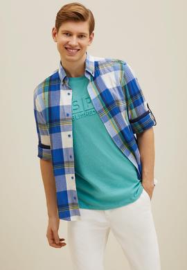 Erkek Ekoseli Saks Gömlek