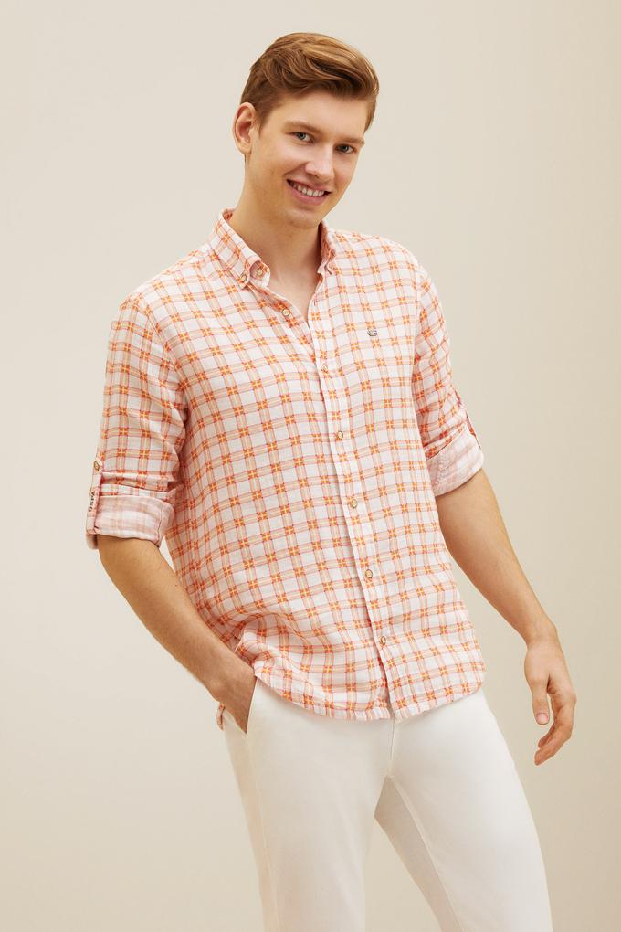 Erkek Kareli Kiremit Gömlek