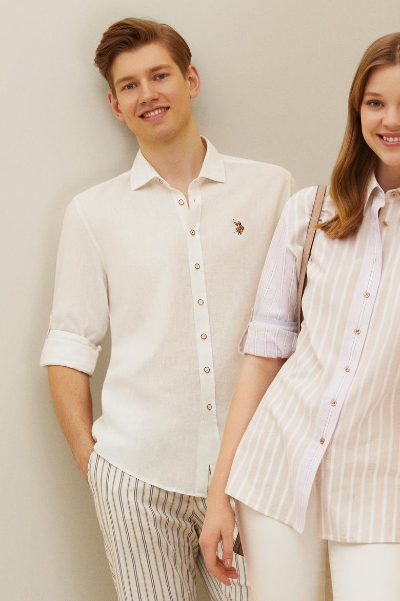 Erkek Beyaz Uzun Kollu Basic Gömlek