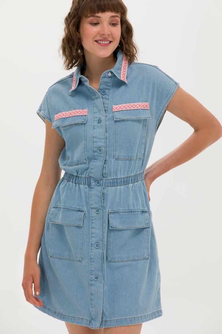Kadın Mavi Jean Elbise - 50263052005