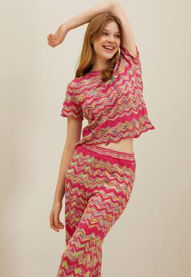 Kadın Pembe Triko Pantolon - 50265407006