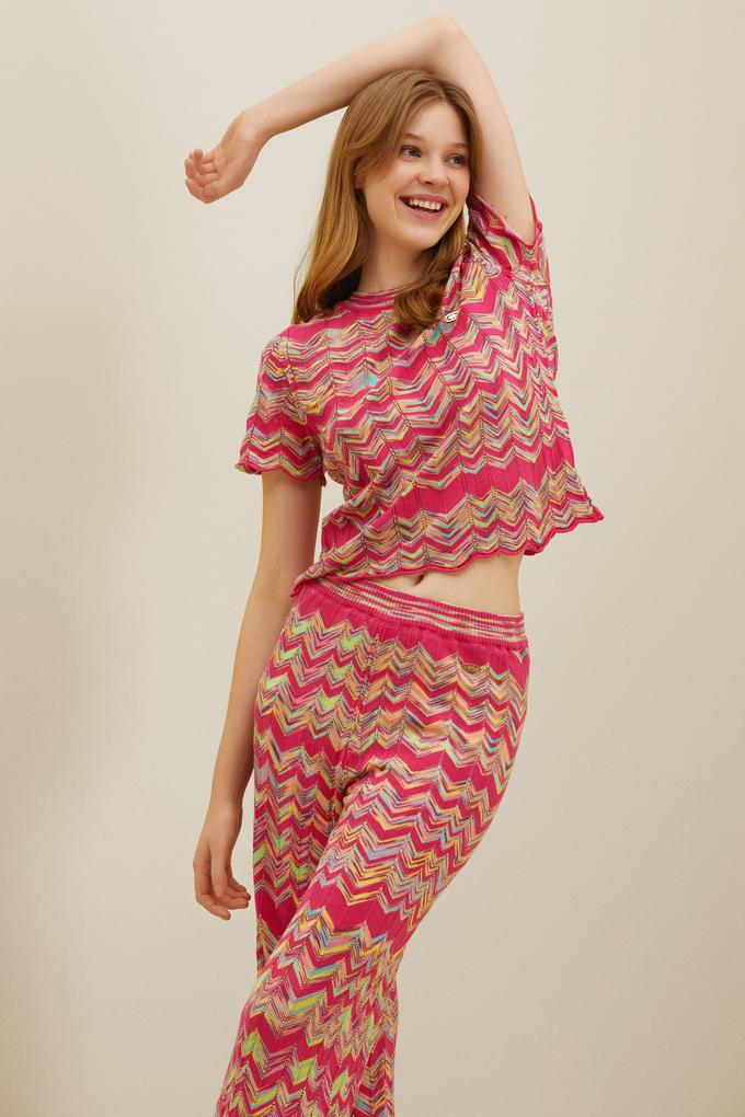 Kadın Pembe Triko Pantolon