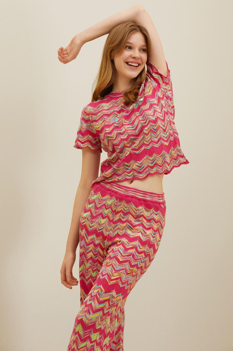 Kadın Pembe Triko Pantolon