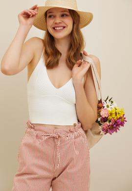 Kadın Ekru V Yaka Kazak - 50267078011