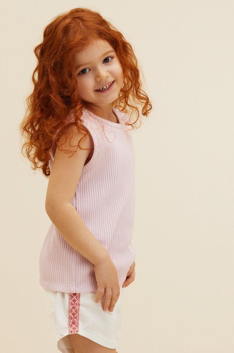 Çocuk Manolya Bisiklet Yaka Kolsuz Tişört