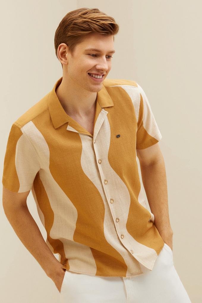 Erkek Camel Kısa Kollu Gömlek