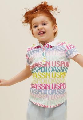 Kız Çocuk Beyaz Polo Yaka Tişört - 50263465010