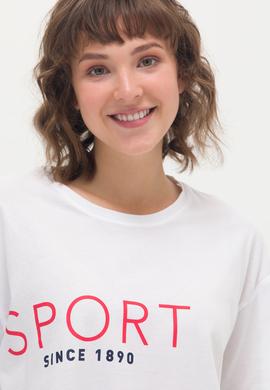 Kadın Beyaz Bisiklet Yaka Tişört - 50264171019