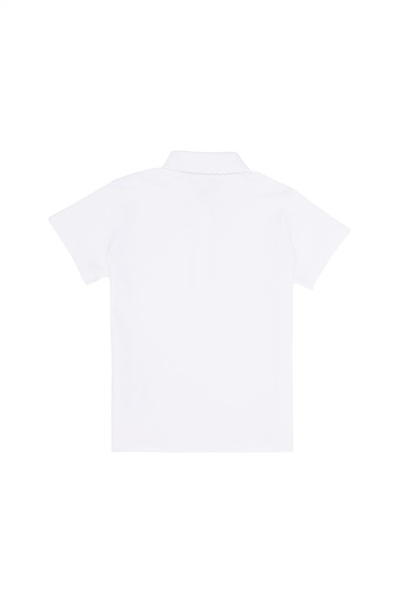 Kız Çocuk Beyaz Basic Polo Yaka Tişört - 50271864002