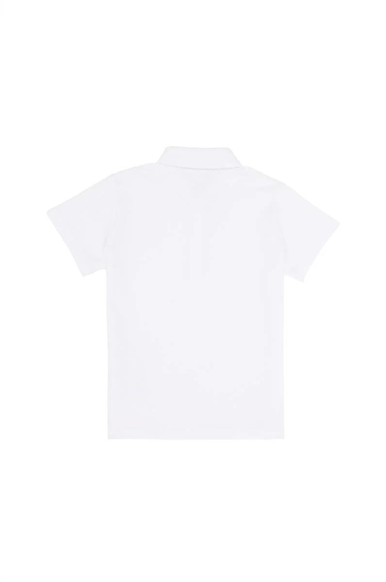 Kız Çocuk Beyaz Basic Polo Yaka Tişört