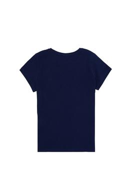 Kız Çocuk Lacivert Basic Bisiklet Yaka Tişört - 50276874033