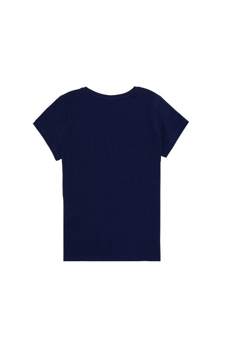 Kız Çocuk Lacivert Basic Bisiklet Yaka Tişört - 50276874033