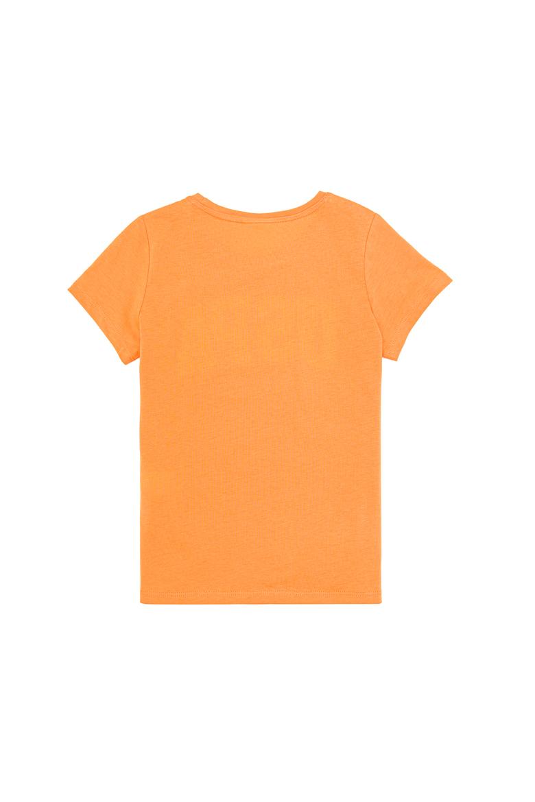Kız Çocuk Turuncu Bisiklet Yaka Tişört - 50276874058
