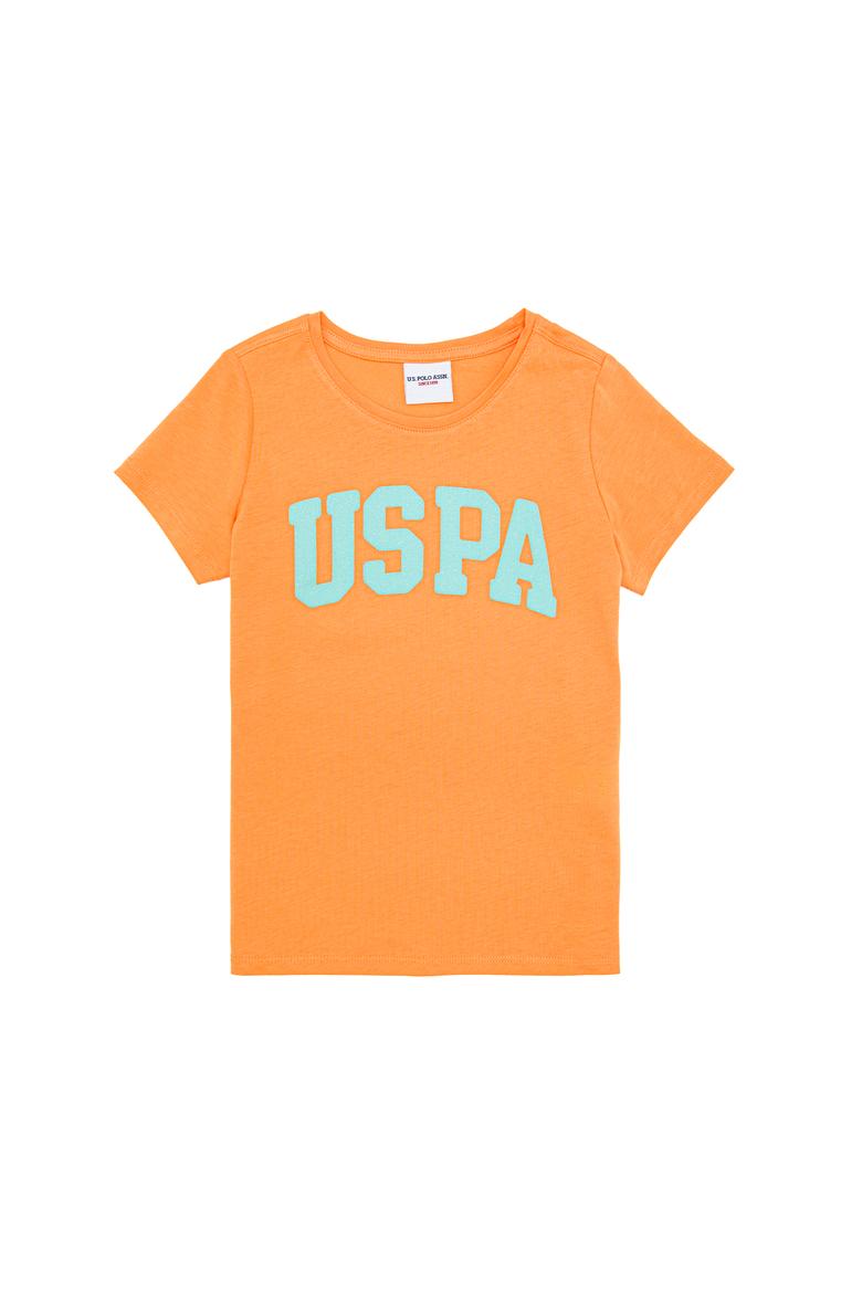 Kız Çocuk Turuncu Bisiklet Yaka Tişört - 50276874058