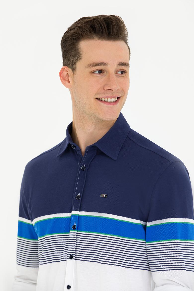 Erkek Lacivert Uzun Kollu Gömlek - 50267368014