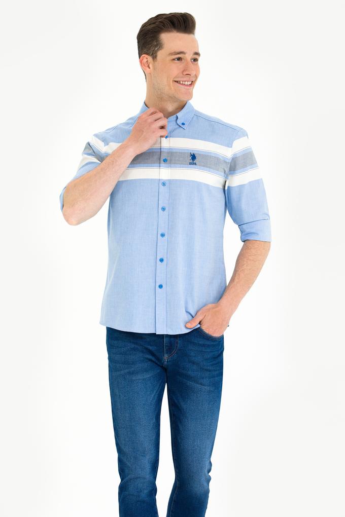 Erkek Saks Uzun Kollu Gömlek