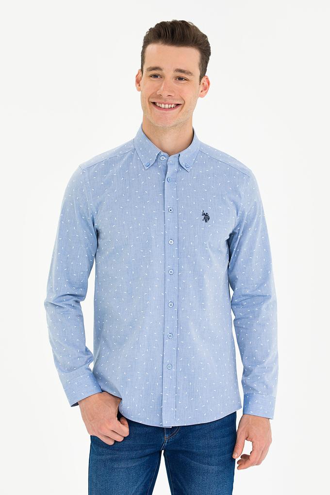 Erkek Mavi Uzun Kollu Gömlek