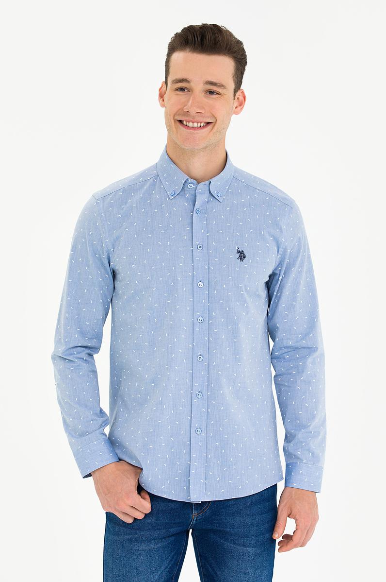 Erkek Mavi Uzun Kollu Gömlek