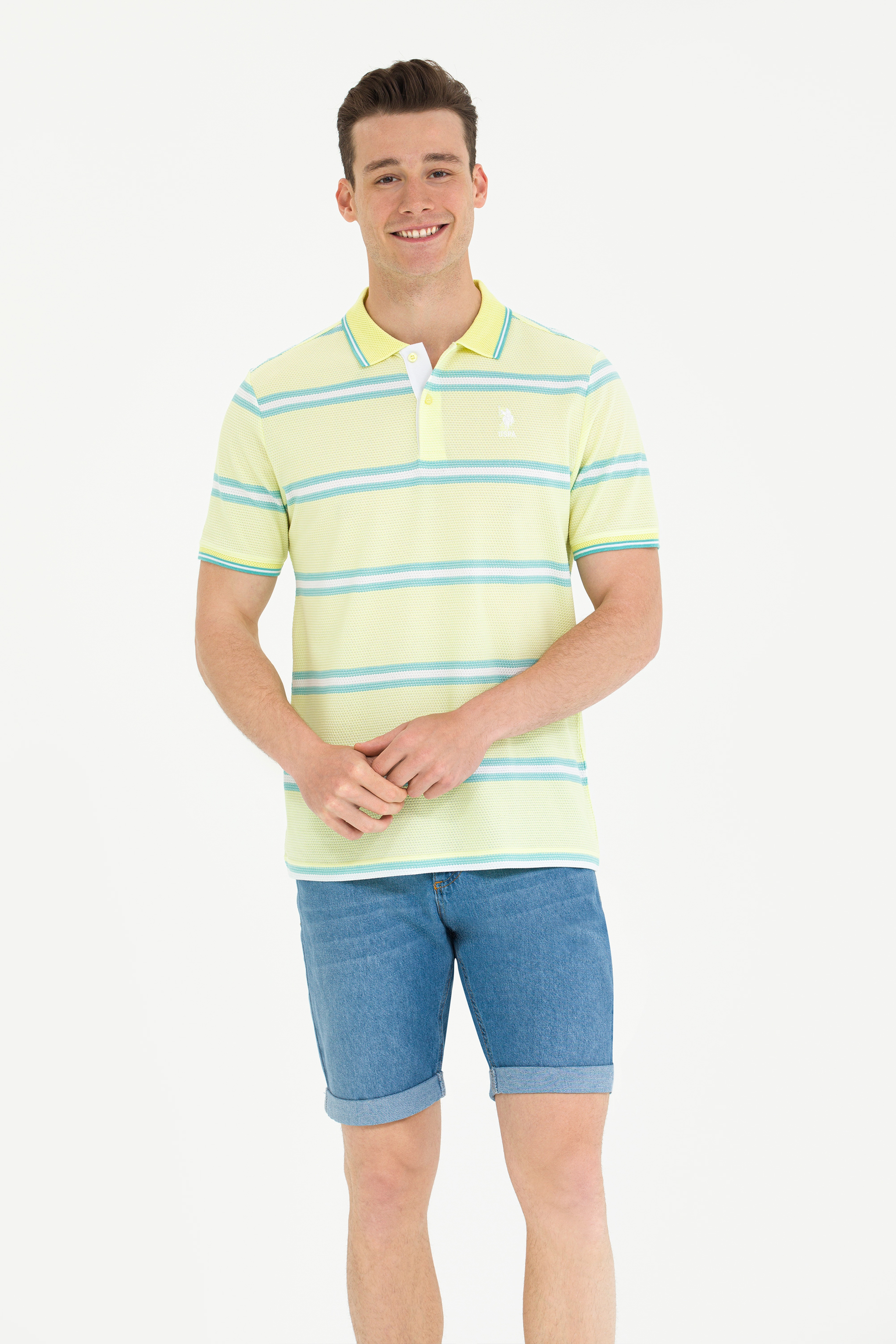 Erkek Açık Sarı Polo Yaka Tişört - Image 2