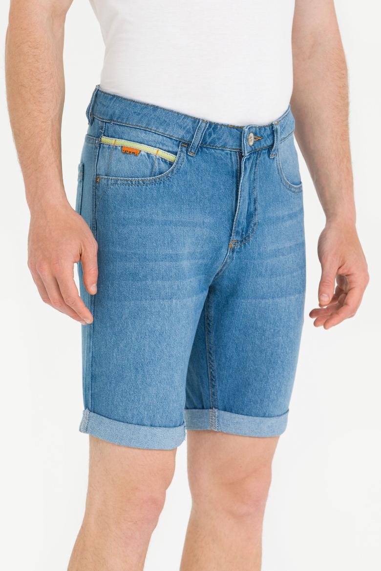 Erkek Açık Mavi Jean Şort - 50264296004