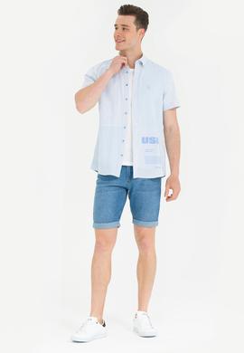 Erkek Açık Mavi Jean Şort - 50264296004