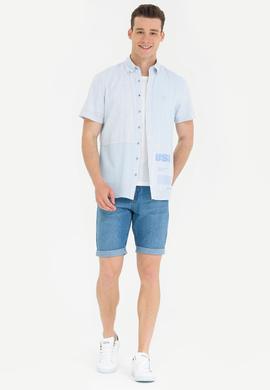 Erkek Açık Mavi Jean Şort - 50264296004