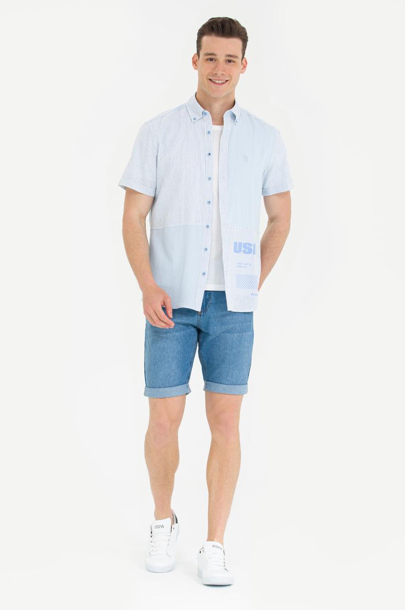 Erkek Açık Mavi Jean Şort