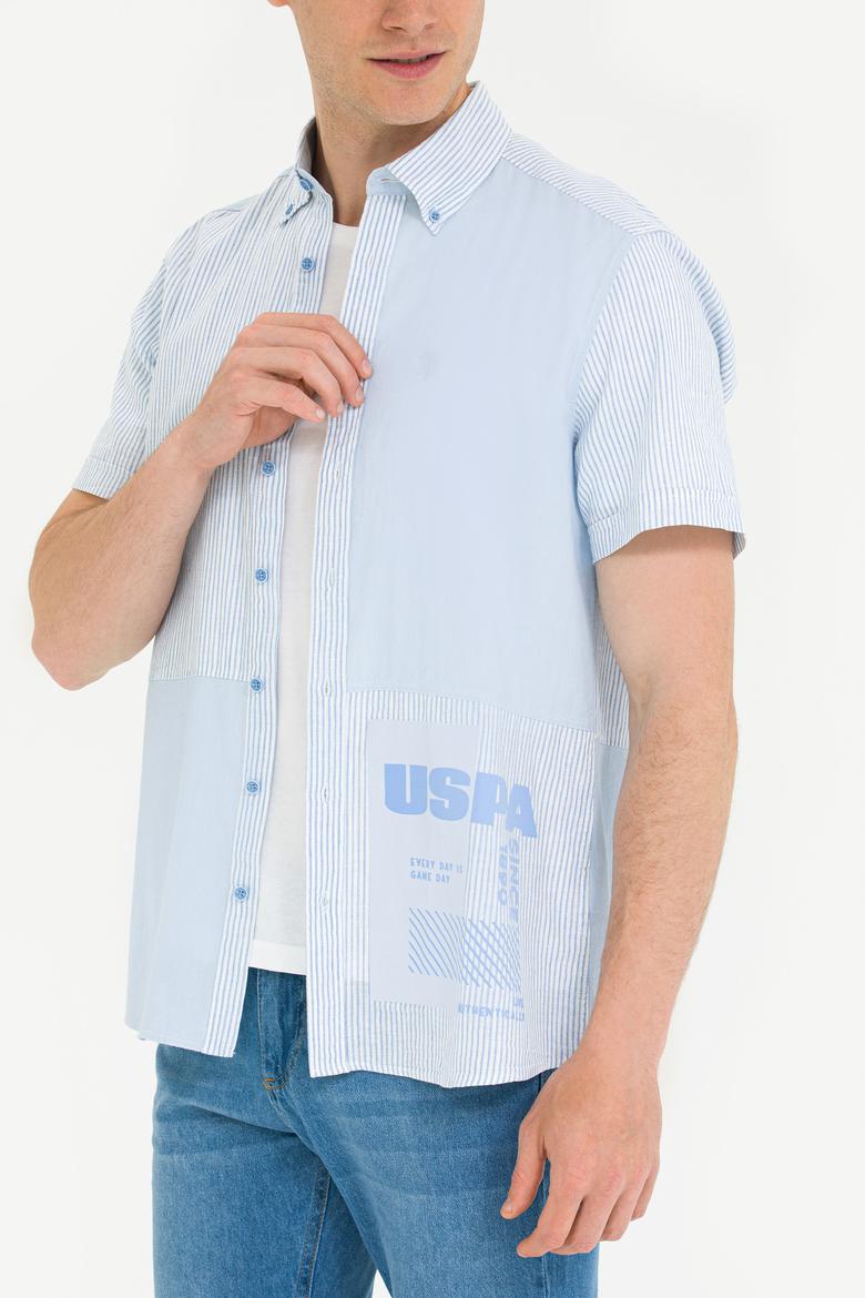 Erkek Mavi Kısa Kollu Gömlek - 50263754006