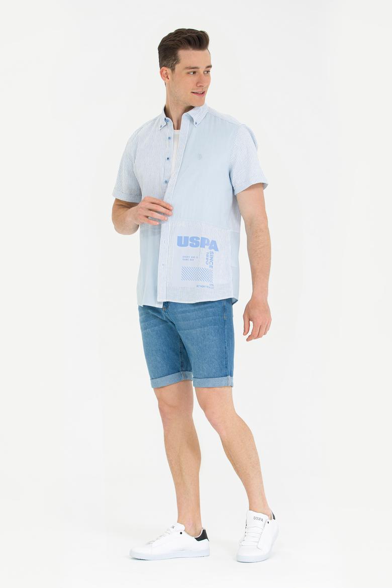 Erkek Mavi Kısa Kollu Gömlek - 50263754006