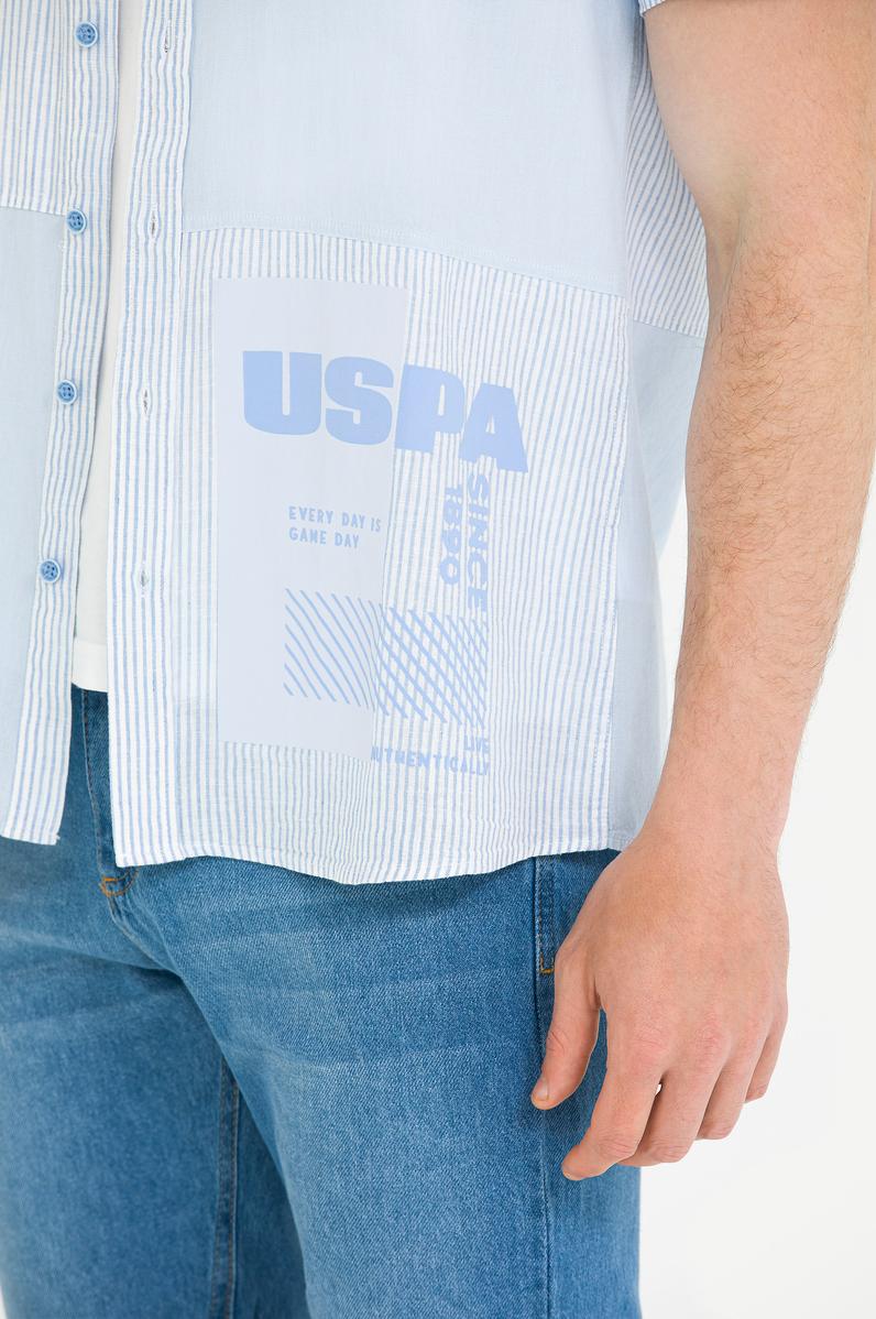 Erkek Mavi Kısa Kollu Gömlek