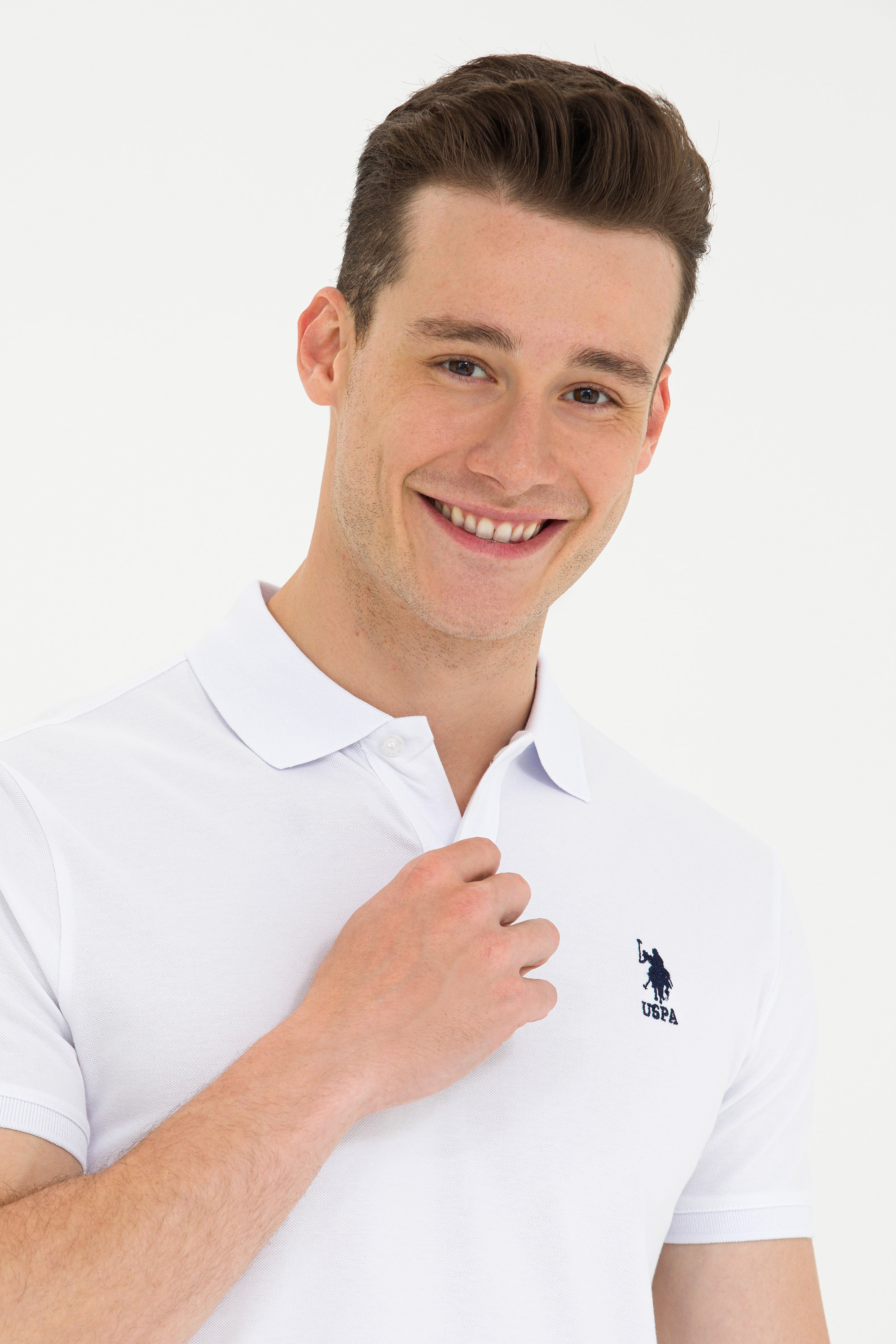 Erkek Beyaz Basic Polo Yaka Tişört