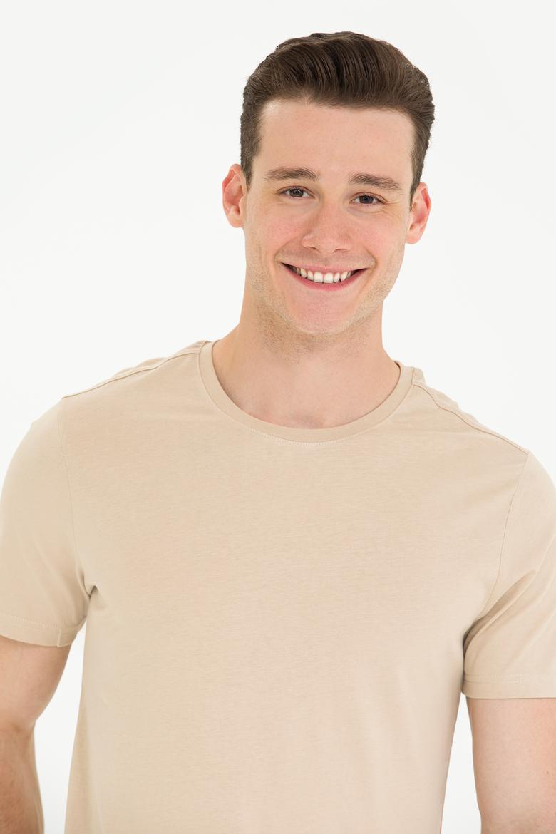 Erkek Taş Basic Bisiklet Yaka Tişört - 50264916111