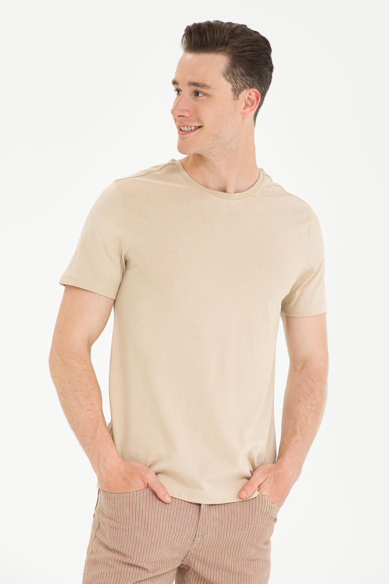 Erkek Taş Basic Bisiklet Yaka Tişört